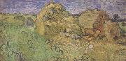 Vincent Van Gogh Field with Wheat Stacks (nn04) Spain oil painting artist